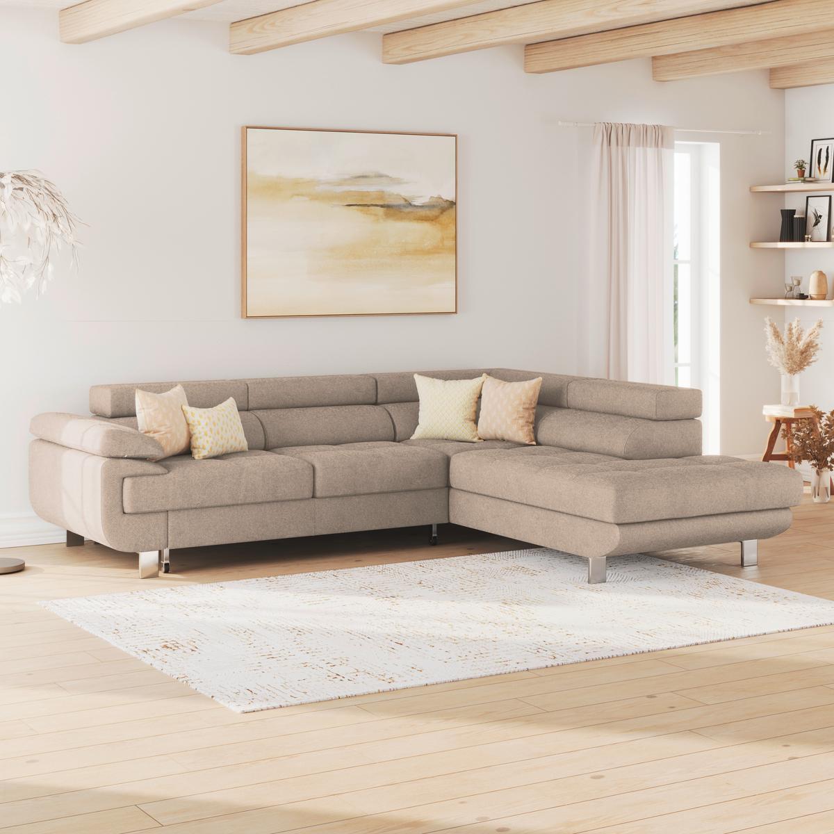 Ecksofa Savona - Beige, MODERN, Textil (270/230cm) - Ondega
