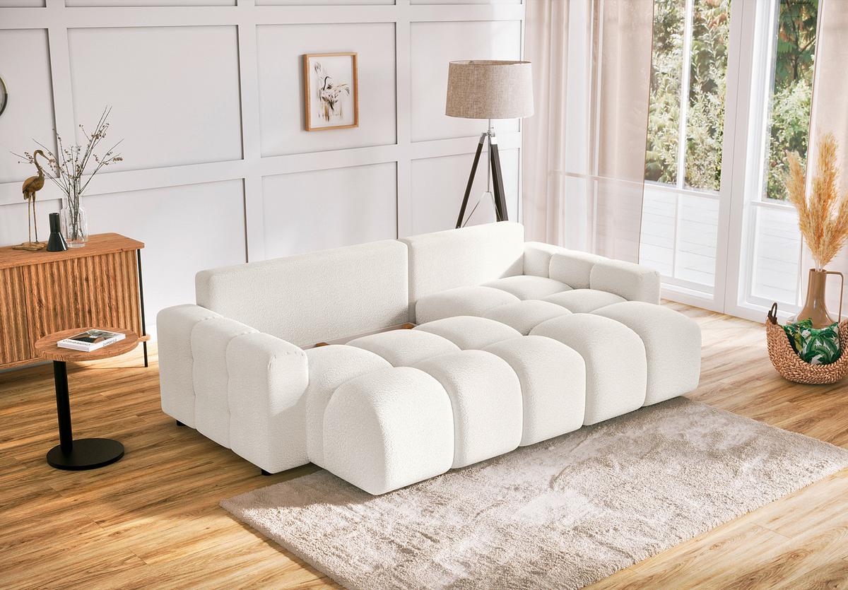 Ecksofa Luki Weiß S: 233x142 cm - Schwarz/Weiß, Design, Textil (233/142cm) - Livetastic