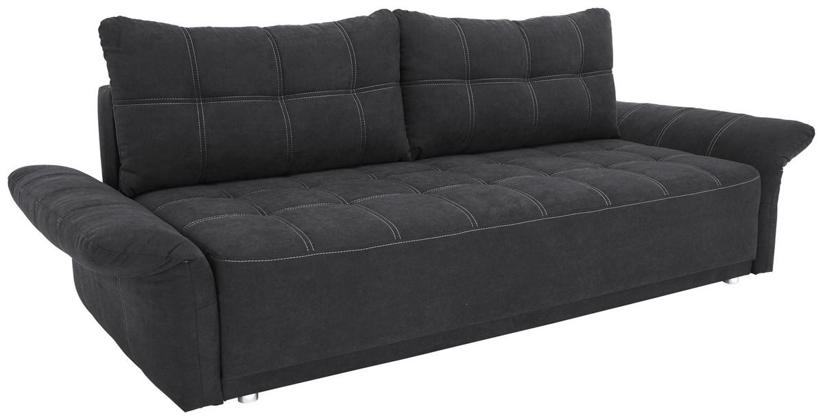 Veľká pohovka PASCAL, čierna - čierna, Basics, kov/drevo (221/91/107cm)
