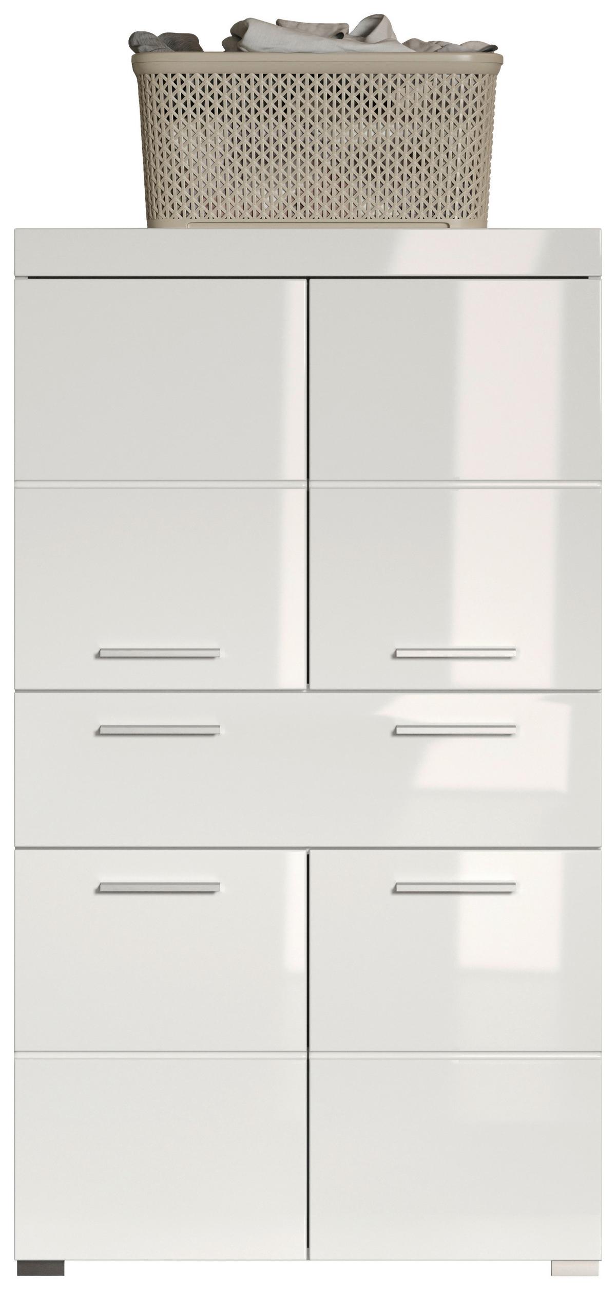 Midischrank Amanda B: 73 cm Weiß - Silberfarben/Weiß, MODERN, Holzwerkstoff (73/130/31cm) - MID.YOU