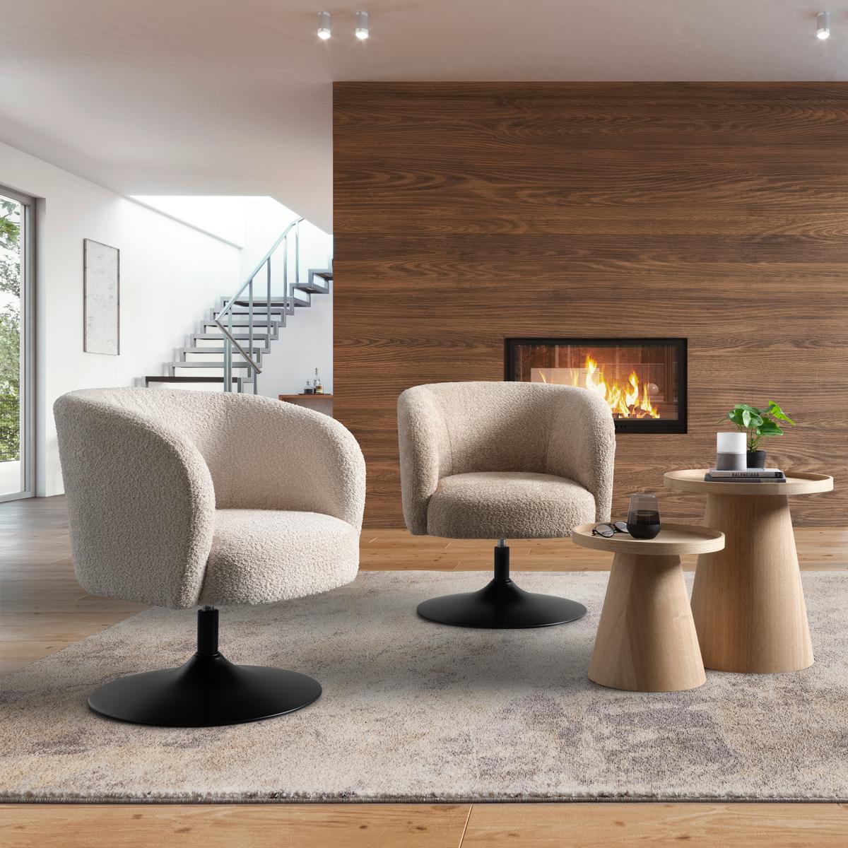 Otočná stolička GIRO, béžová ženilka, max.120 kg - čierna/béžová, Modern, kov/textil (67/68/73cm) - Premium Living