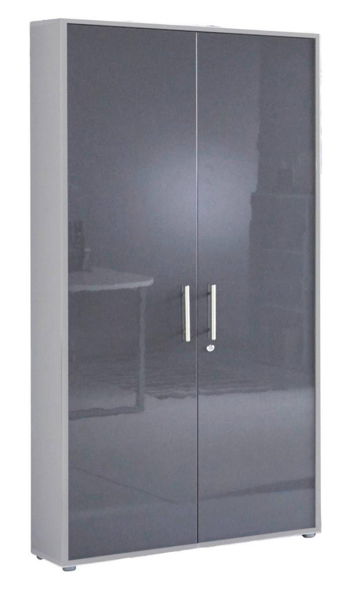 Aktenschrank Office Edition Grau, Anthrazit Hg B: 84,4cm - Anthrazit Hochglanz/Grau, MODERN, Holzwerkstoff (84,4/185,6/33cm) - MID.YOU