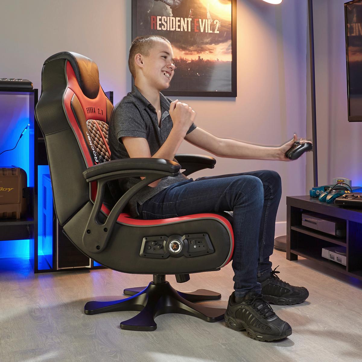 Gamingsessel Evora 2.1 - Rot/Schwarz, MODERN, Kunststoff/Textil (65/102,5/78cm) - X Rocker