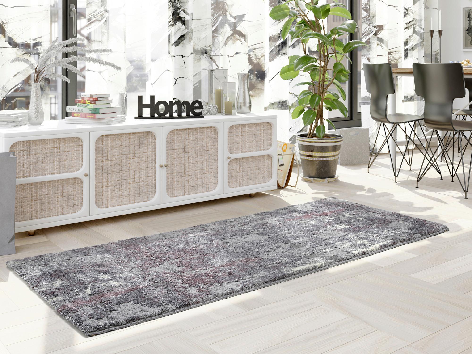 Teppich Läufer Aubergine/Beige Timeline Quantum 80x200 cm - Beige/Aubergine, Design, Textil (80/200cm) - Novel