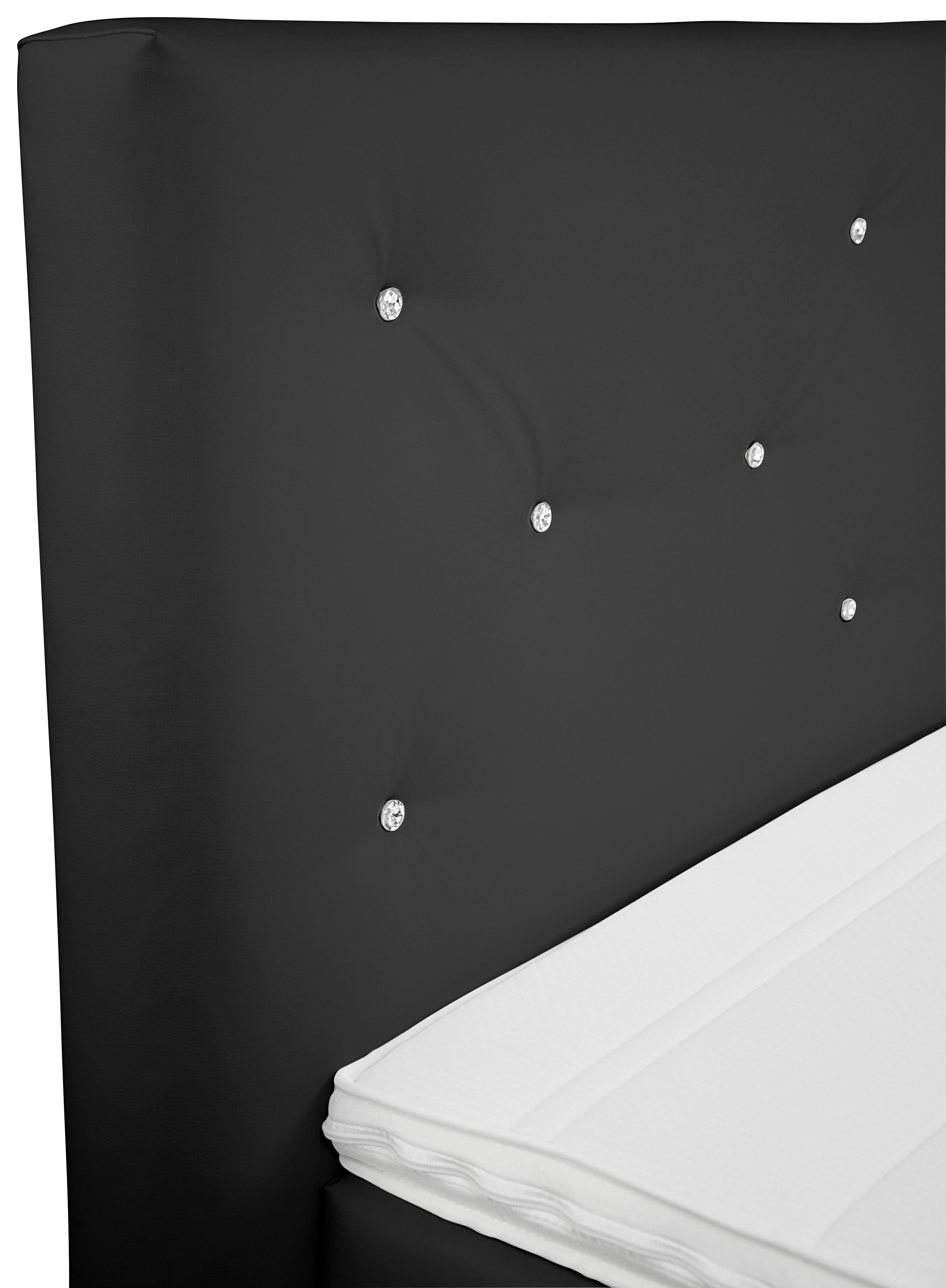 Boxspringbett mit Topper, Lederlook 180x200cm Luminosa - Schwarz, MODERN, Textil (180/200cm)
