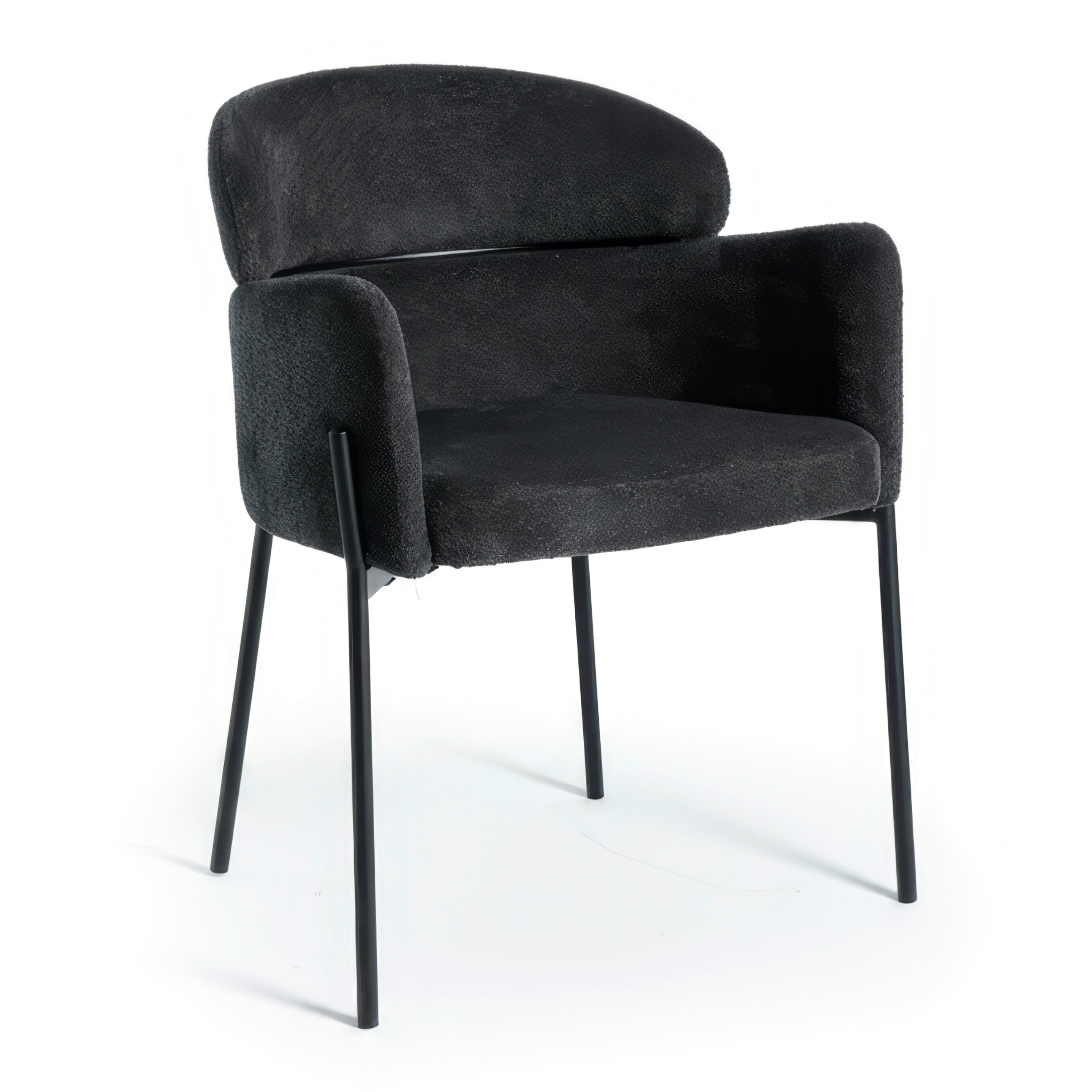 Židle s područkami Chloe, černé, čalouněné - černá, Moderní, kov/textil (62/79/59,5cm) - Bessagi Home