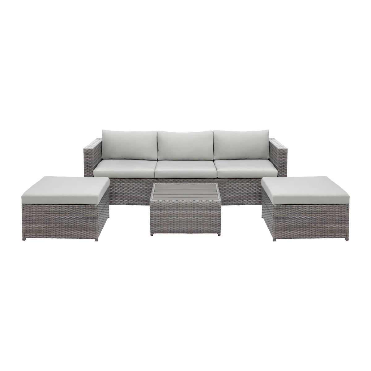 TERASOVÁ SEDACÍ SOUPRAVA CORUNA - světle šedá/tmavě šedá, Moderní, kov/textil - Modern Living