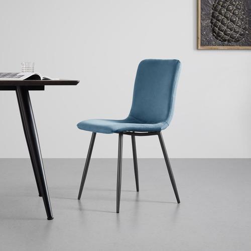 Jídelní Židle Elif - petrolej/tmavě šedá, Moderní, kov/textil (43/86/55cm) - Modern Living