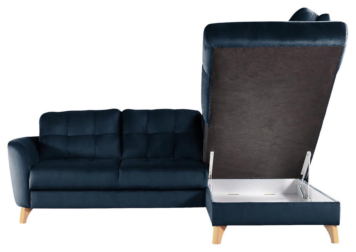 Ecksofa Nordic Dunkelblau S: 236x190 cm - Buchefarben/Dunkelblau, Design, Textil (236/190cm) - Livetastic