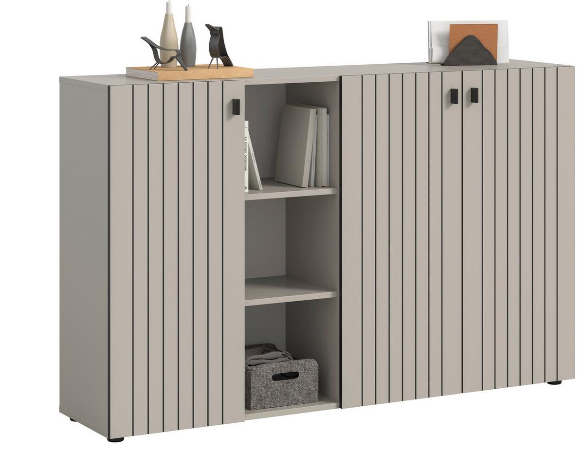 Kommode Station Kaschmir B: 70cm - Kaschmir/Schwarz, Design, Holzwerkstoff (70/192/37cm) - MID.YOU