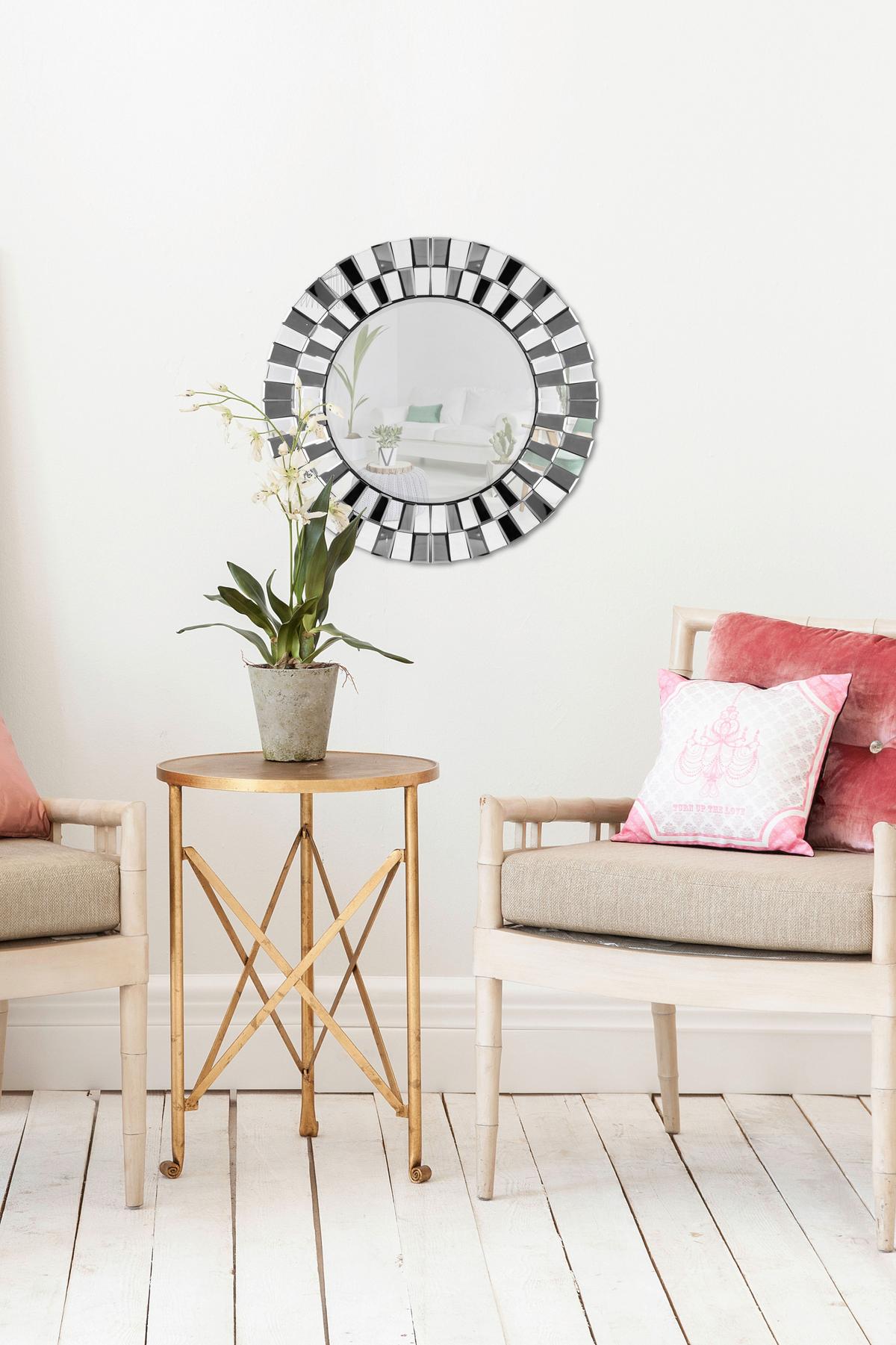 Wandspiegel Horus Silberfarben, 80x80 cm - Silberfarben, LIFESTYLE, Glas/Metall (80/80cm) - Kayoom