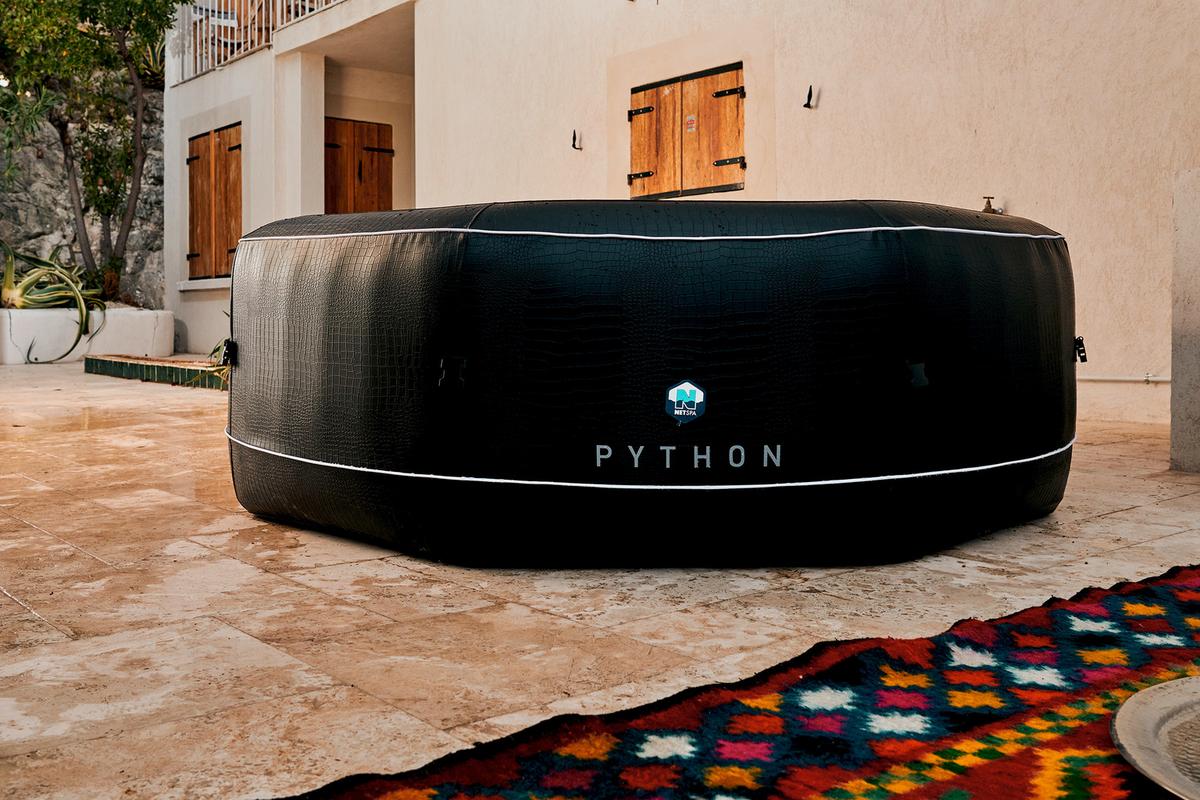 Whirlpool Aufblasbar Netspa Python 185x185x70 Cm - Schwarz/Grau, Basics, Kunststoff/Metall (185/70cm)