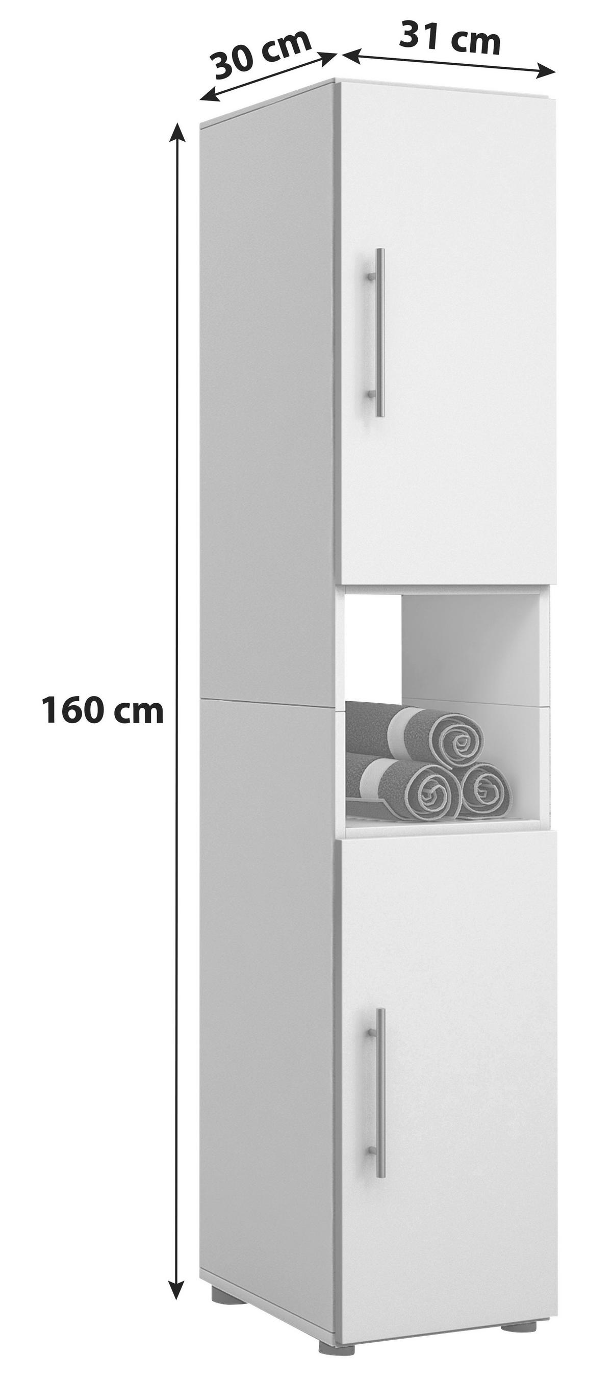 Hochschrank Flandu B: 31 cm Weiß - Schwarz/Weiß, KONVENTIONELL, Holzwerkstoff (31/160/30cm) - MID.YOU