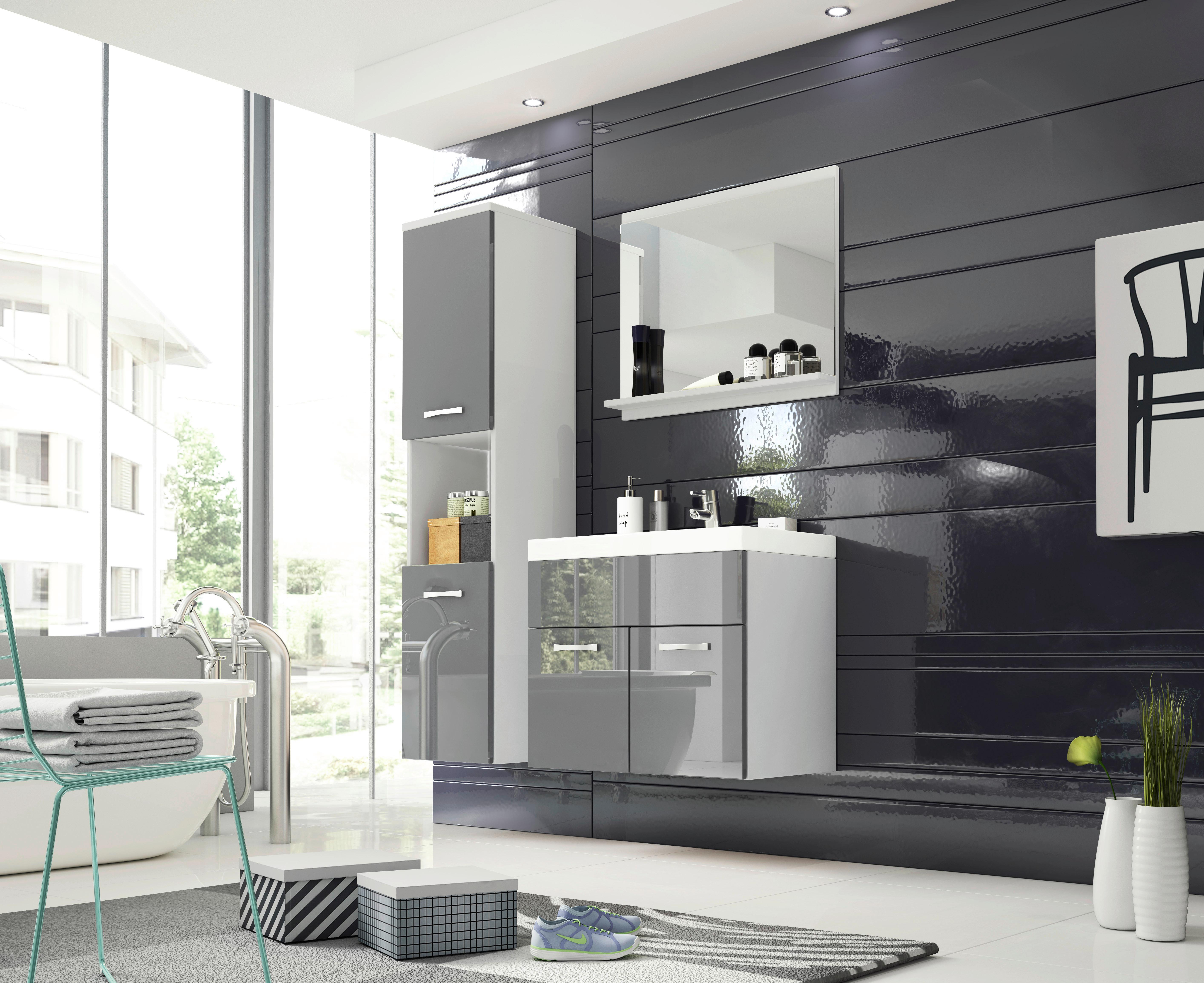 Badmöbel-set 4 Tlg. Montreal 100cm Grau/weiß