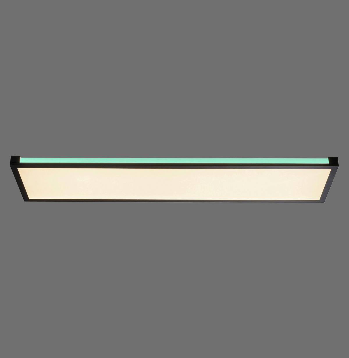 Deckenleuchte Mario L: 100 cm Rechteckig 2-Flammig dimmbar - Schwarz, Design, Kunststoff/Metall (100/25/7,1cm)