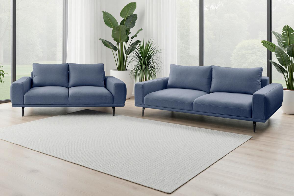 2-sitzer-sofa Selene Dunkelblau, B: 202 Cm - Schwarz/Dunkelblau, MODERN, Textil (202/89/115cm) - MID.YOU