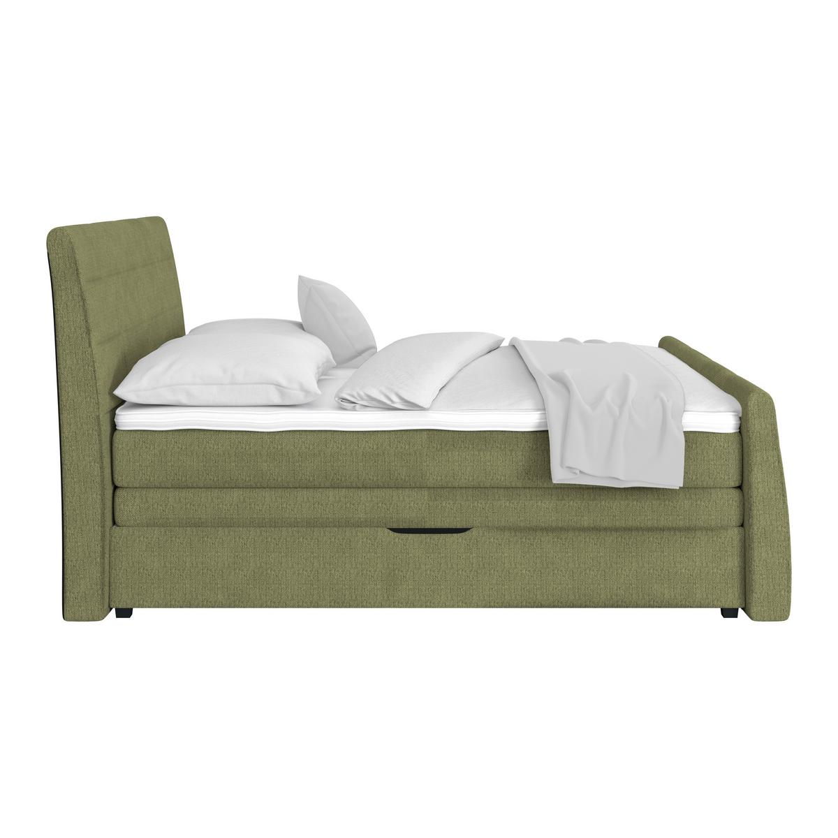 Boxspringbett Libra - Schwarz/Grün, KONVENTIONELL, Textil (160/200cm)