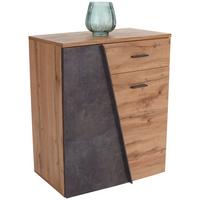 Kommode 80cm Venedig Wotan Eiche Dekor/Betonoptik - Eichefarben/Dunkelgrau, MODERN, Holzwerkstoff (80/92/35cm)