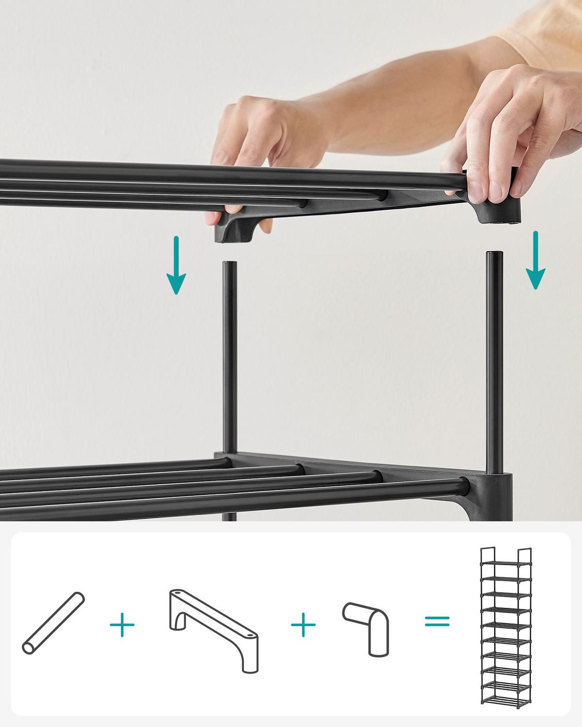 REGÁL NA TOPÁNKY ECO - čierna, Trend, kov/plast (45/174/30cm) - Boxxx