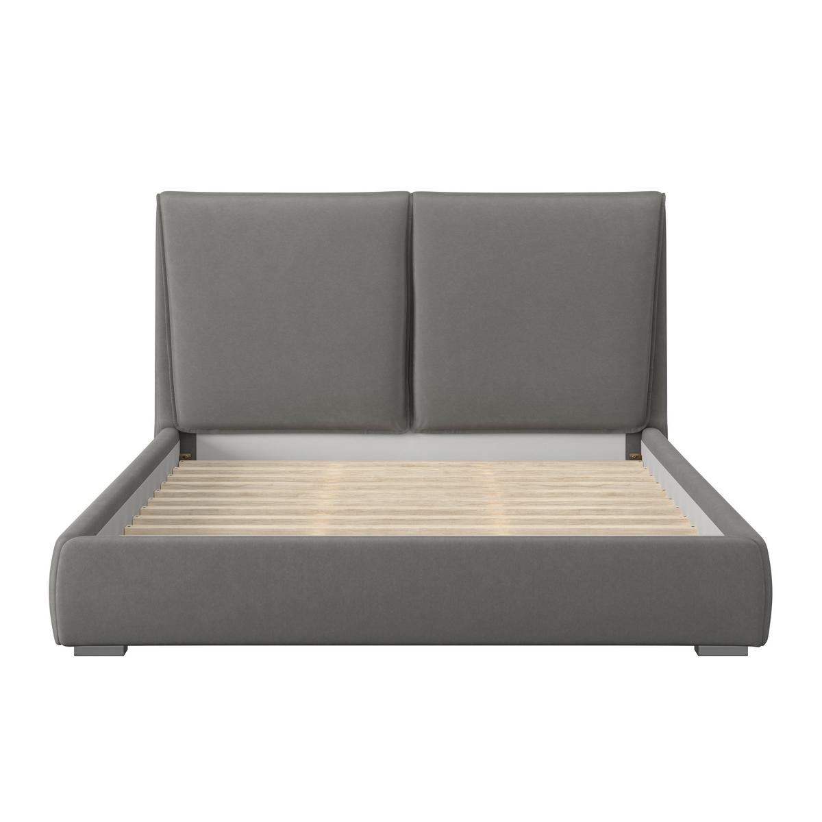 Čalouněná postel SOPHIE 180x200, šedá - šedá/barvy stříbra, Moderní, kov/dřevo (180/200cm) - Bessagi Home