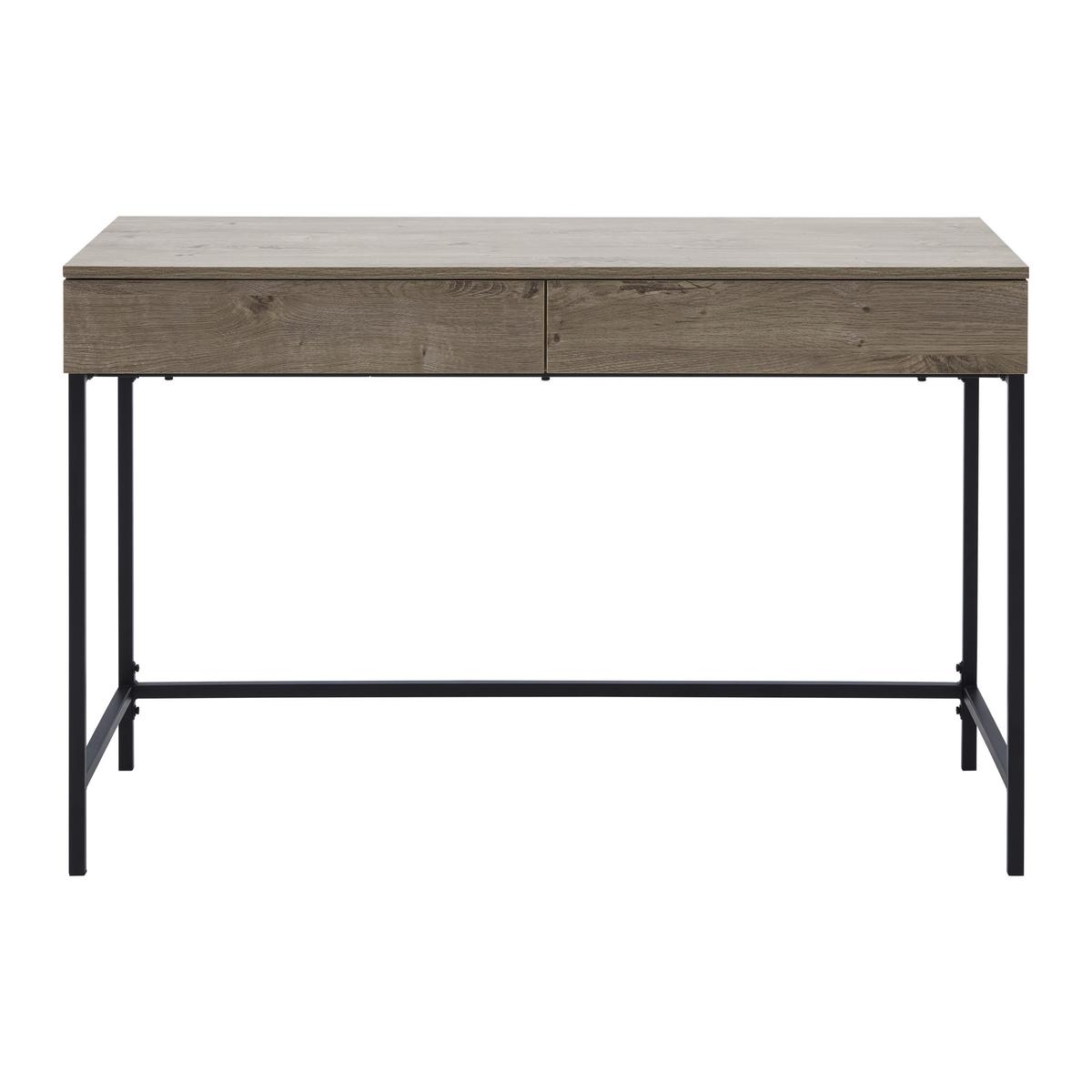 Písací stôl CARA 120x50 cm orech dekor - čierna/farba vlašského orecha, Modern, kov (120/50/76cm) - Bessagi Home