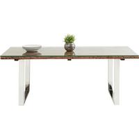 Esstisch Rustico Braun/Silberfarben B: 90 cm - Edelstahlfarben/Silberfarben, Trend, Glas/Holz (200/90/76cm) - Kare-Design