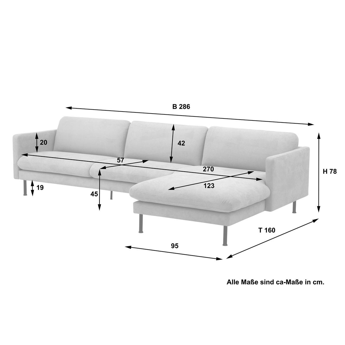 Ecksofa Nathan Rücken Echt, Beige - Beige/Schwarz, MODERN, Textil (286/160cm) - Max Winzer