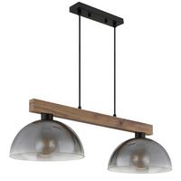 Hängeleuchte Exkl. 2xe27, 60w - Klar/Dunkelbraun, Design, Glas/Holz (85/30/120cm)