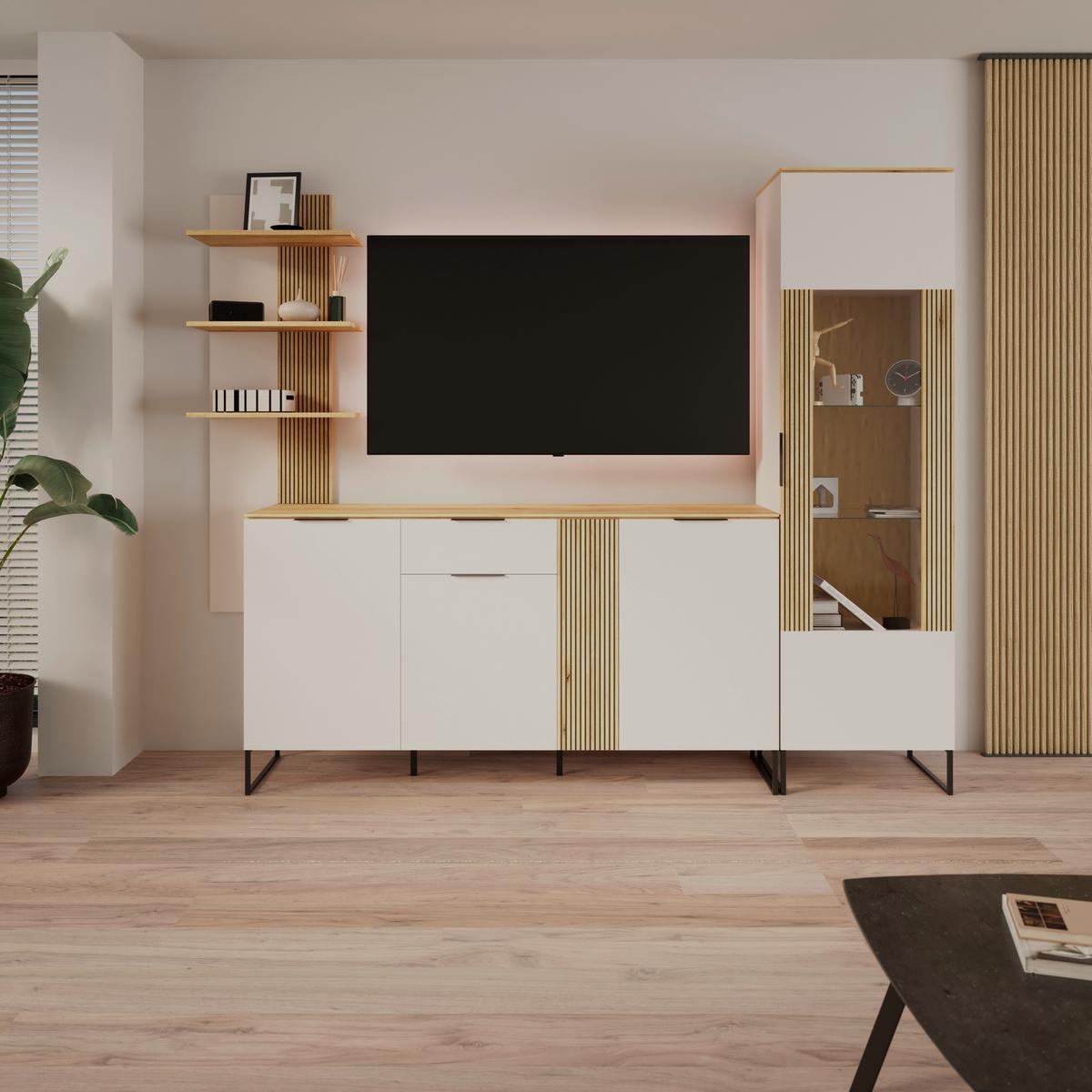 Sideboard King Eichefarben/Kaschmir B: 170cm - Kaschmir/Eichefarben, MODERN, Holzwerkstoff (170/90/40cm)