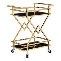 SERVIERWAGEN Schwarz/Goldfarben B: 65 cm - Goldfarben/Schwarz, Design, Glas/Kunststoff (65/40/80cm) - MID.YOU