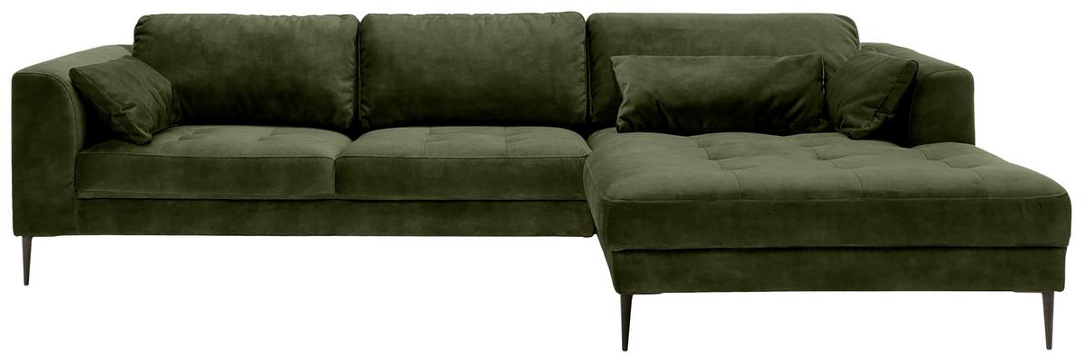 Ecksofa Mit Schlaffunktion & Bettkasten Luzi Dunkelgrün - Dunkelgrün/Schwarz, MODERN, Textil (280/168cm) - Trendmanufaktur