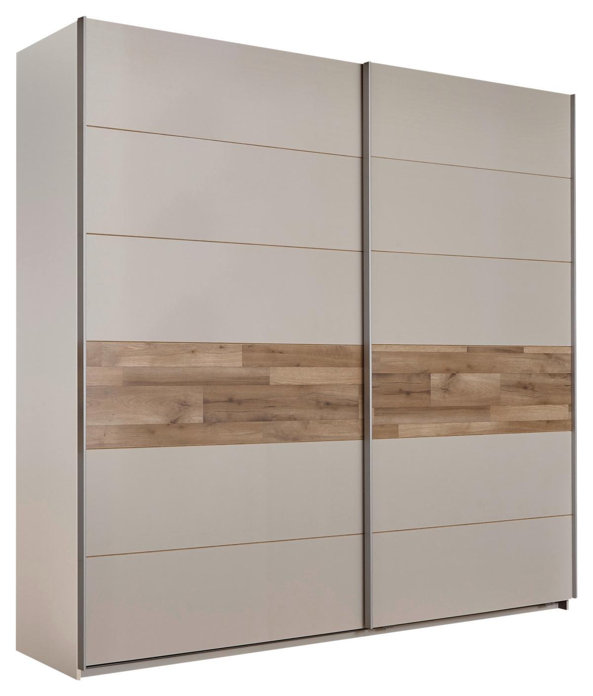 ŠATNÍ SKŘÍŇ S POSUVNÝMI DVEŘM CADORE - barvy dubu/barvy stříbra, Moderní, kov/kompozitní dřevo (215/210/60cm)