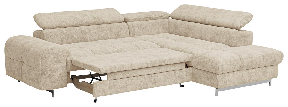 Ecksofa Mit Schlaffunktion Cloud + Beige - Chromfarben/Beige, KONVENTIONELL, Textil (257/206cm) - Livetastic