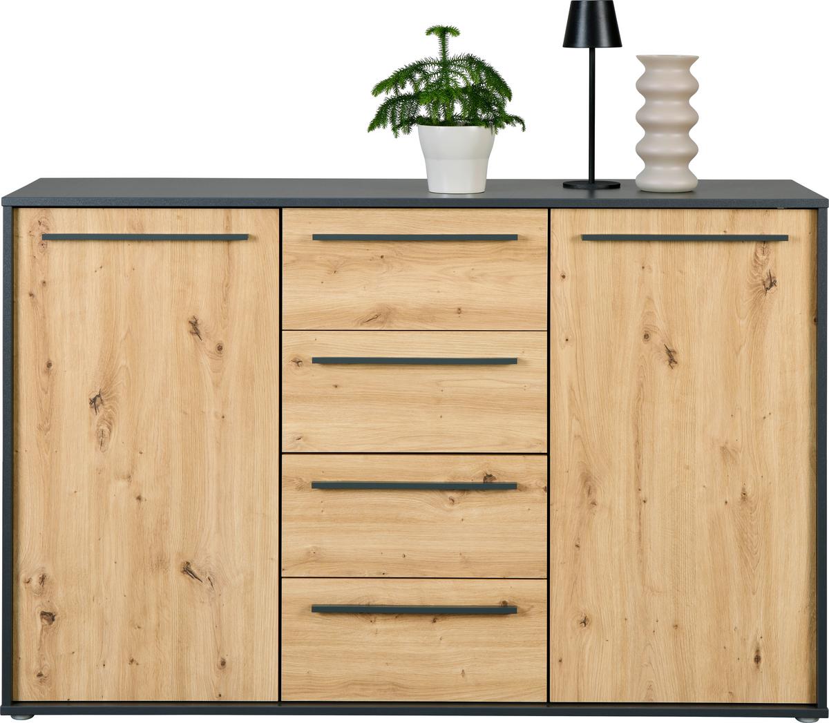 Kommode Adriano Anthrazit/artisan B: 149 Cm - Anthrazit/Eiche Artisan, Trend, Holzwerkstoff (149/94,8/41,2cm)