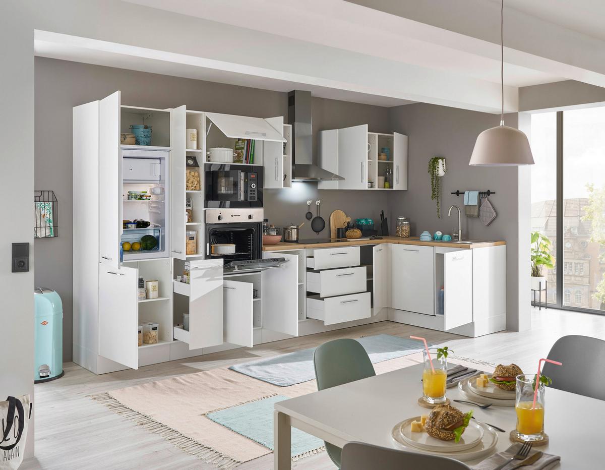 Eckküche Turin Weiss/Eiche Dekor 370x175 cm - Weiß/Eiche Artisan, Basics, Holzwerkstoff (370/175cm) - MID.YOU