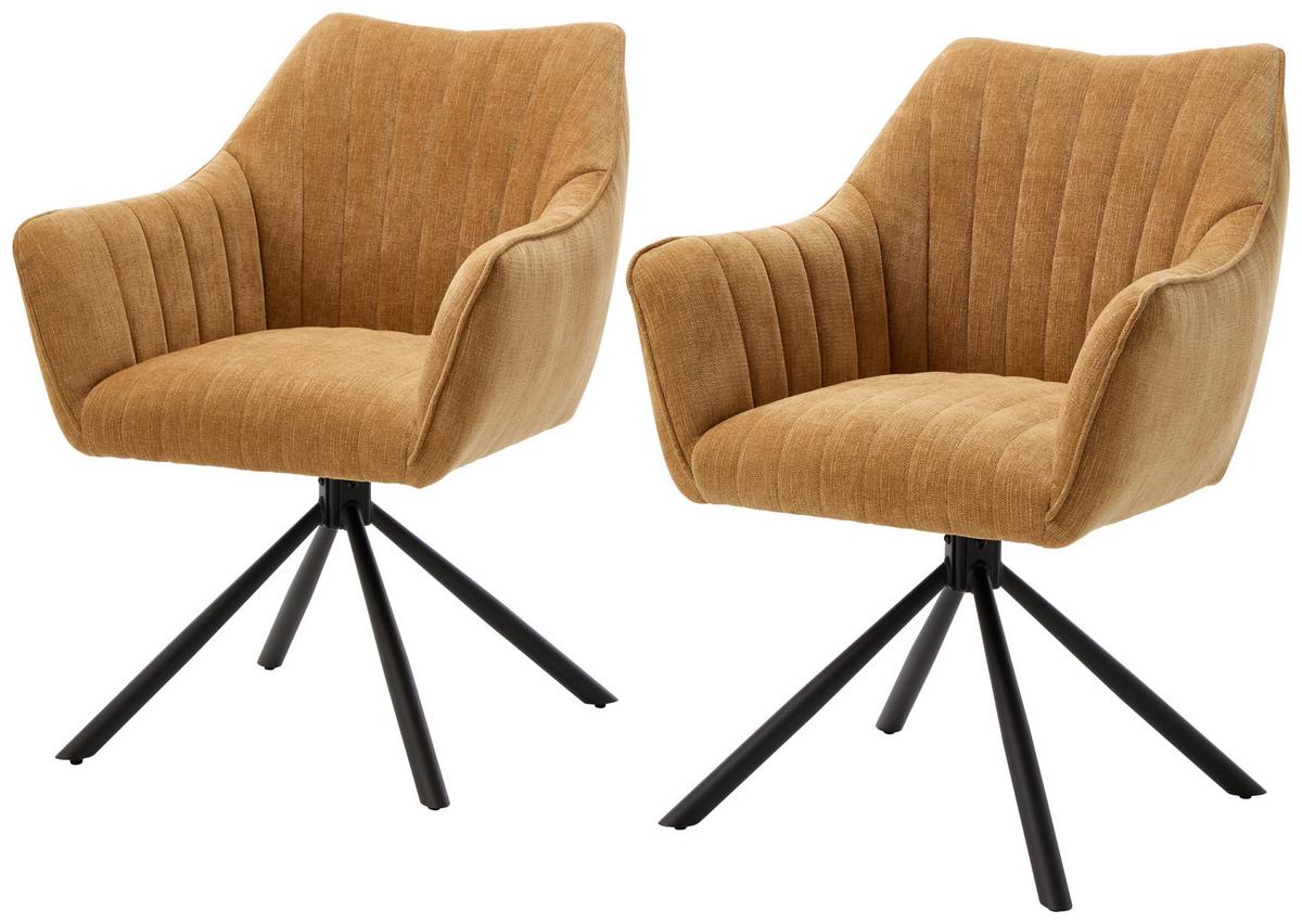 STOLIČKA S PODRÚČKAMI TRIENT - čierna/horčicovožltá, Modern, kov/textil (63/88/62cm) - Premium Living