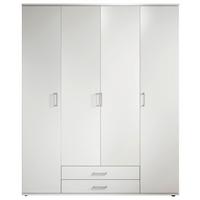 Drehtürenschrank Mit 2 Laden 160 Cm Paul,weiß 4-Türig - Weiß, Basics, Glas/Holzwerkstoff (160/196/54cm)