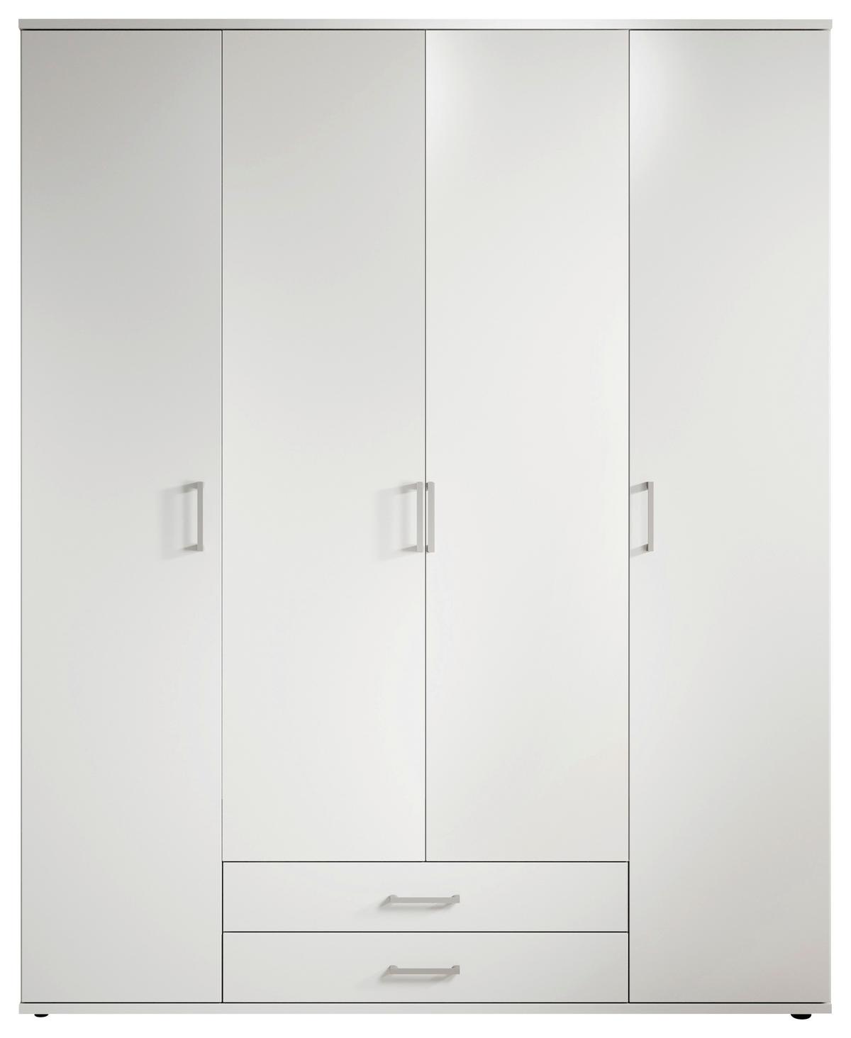 Drehtürenschrank Mit 2 Laden 160 Cm Paul,weiß 4-Türig - Weiß, Basics, Glas/Holzwerkstoff (160/196/54cm)