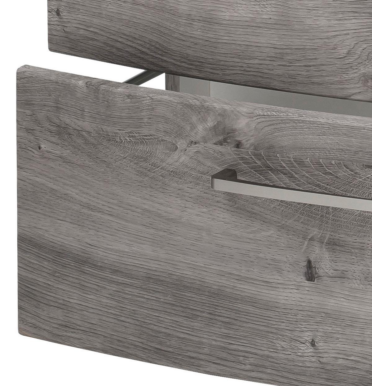 Waschbecken mit Unterschrank Stockholm B: 80cm, Grau Dekor - Eichefarben/Grau, KONVENTIONELL, Glas/Holzwerkstoff (80cm) - Held