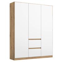 Drehtürenschran Nidda Eiche Artisan/Weiß B: 136 cm - Weiß/Eiche Artisan, Basics, Holzwerkstoff (136/197/54cm) - Rauch Möbel