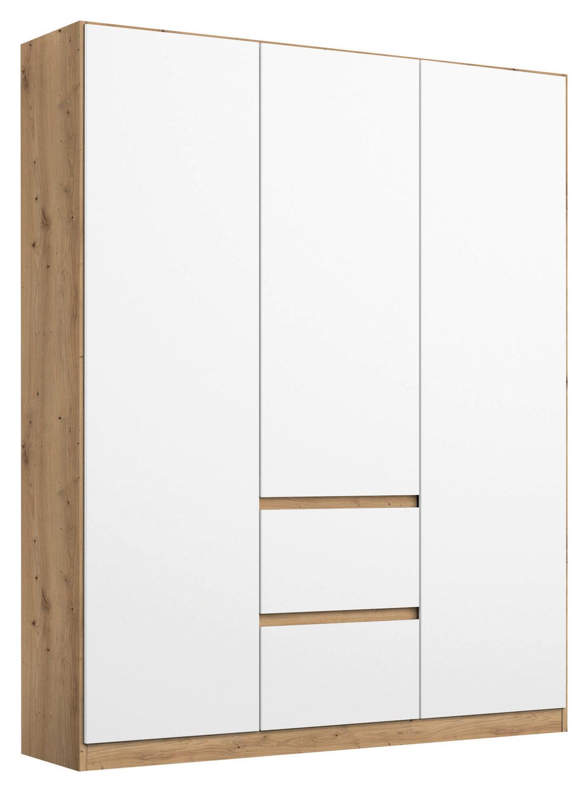 Drehtürenschran Nidda Eiche Artisan/Weiß B: 136 cm - Weiß/Eiche Artisan, Basics, Holzwerkstoff (136/197/54cm) - Rauch Möbel