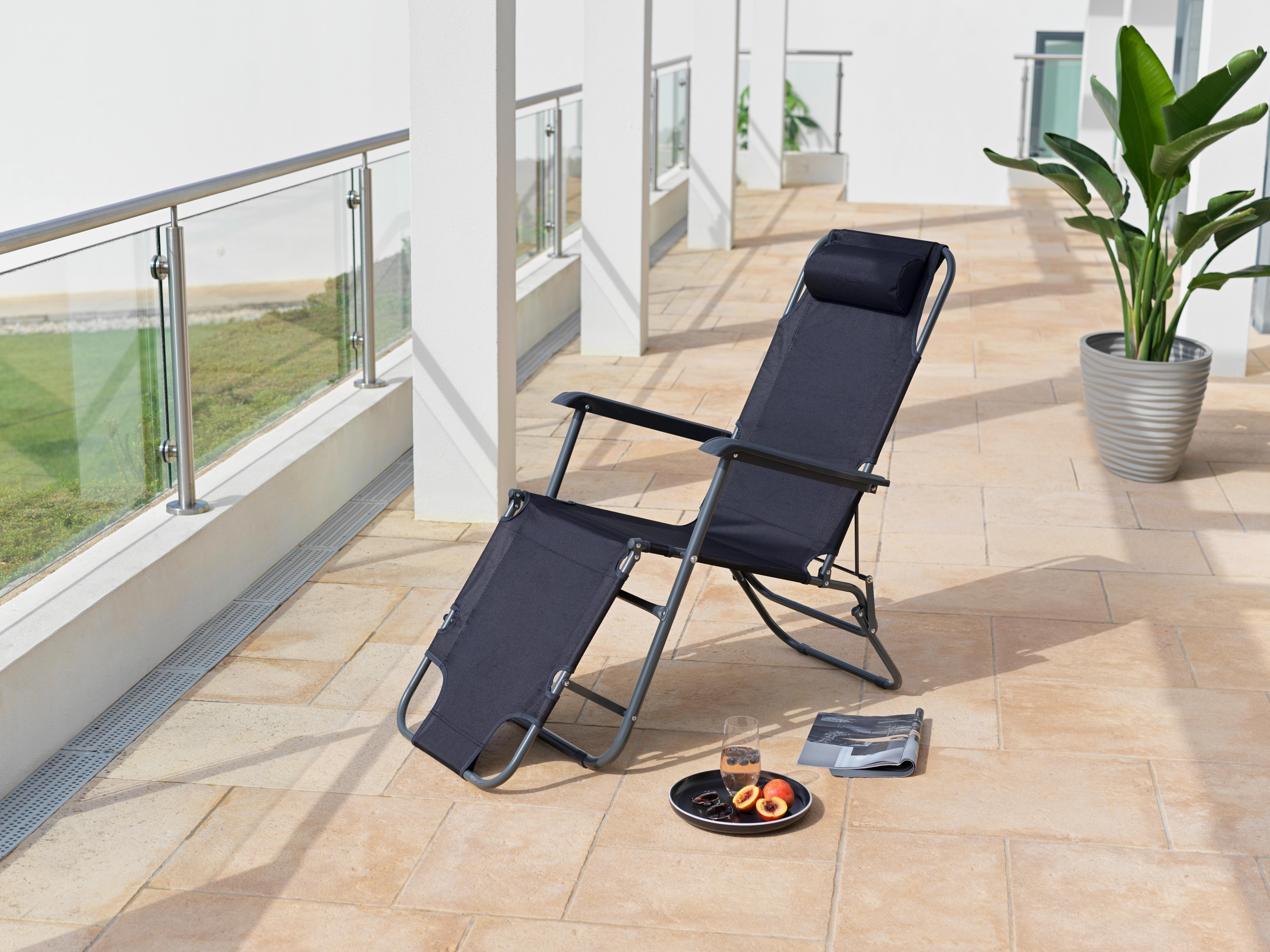 Ležadlo Na Opaľovanie Relax Chair 2in1 - čierna, Moderný, kov (178/60/95cm) - Modern Living