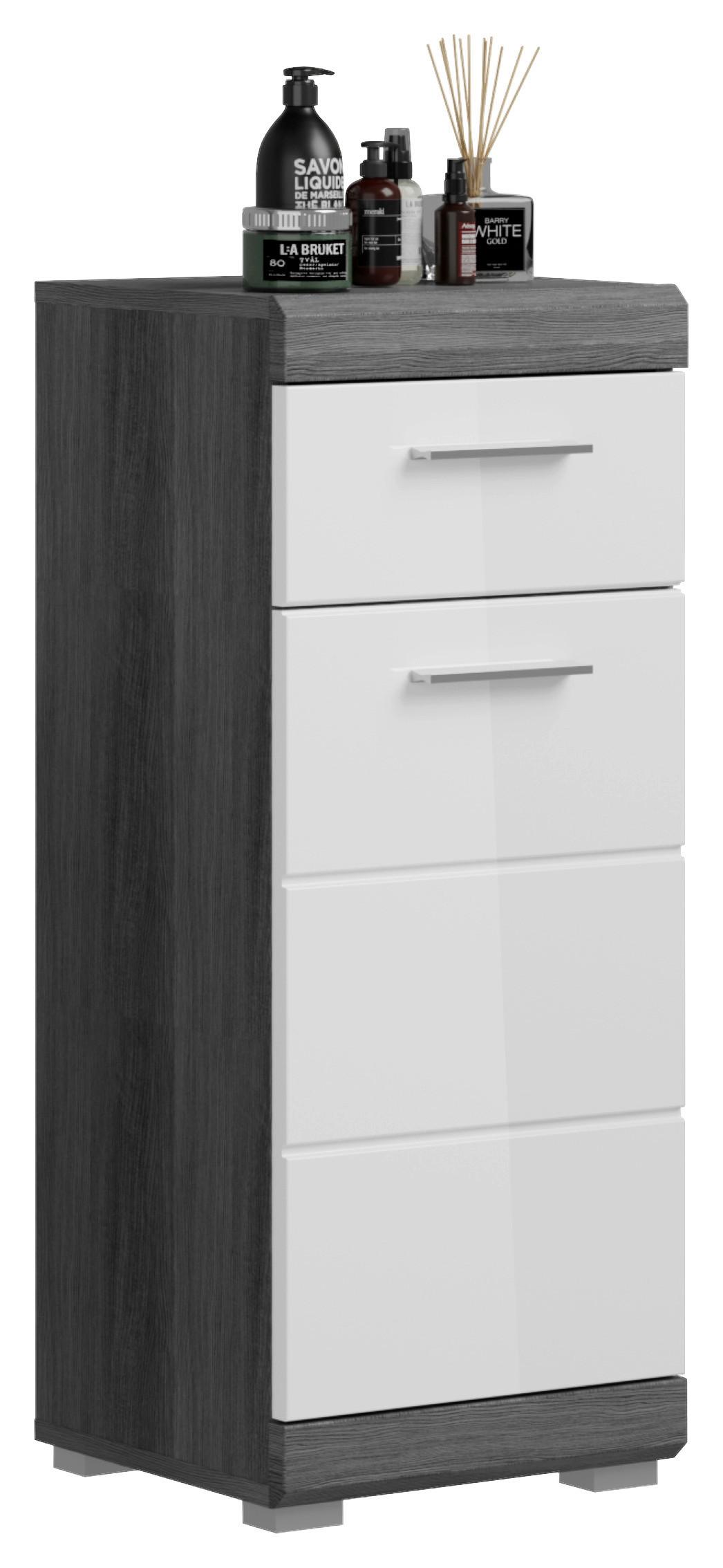 Unterschrank Scout - Weiß Hochglanz/Anthrazit, MODERN, Holzwerkstoff (37/88/31cm) - MID.YOU