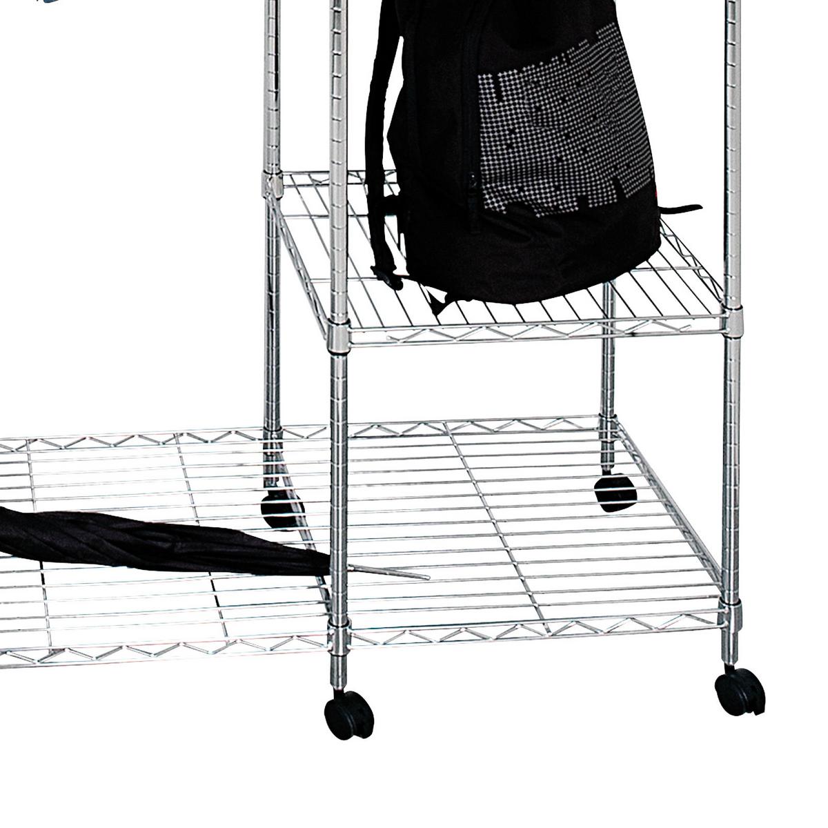 Kleiderwagen Carola 123x181x45 cm mit Hutablage - Chromfarben, MODERN, Kunststoff/Metall (123/181/45cm)