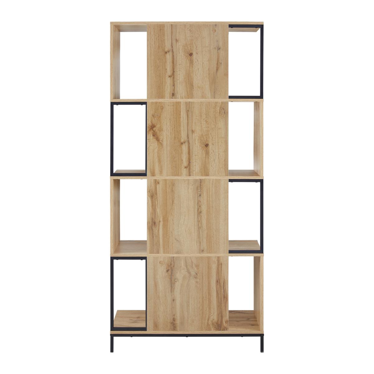 Regal GENY - černá/barvy dubu, Moderní, kov (80/178/40cm) - Bessagi Home