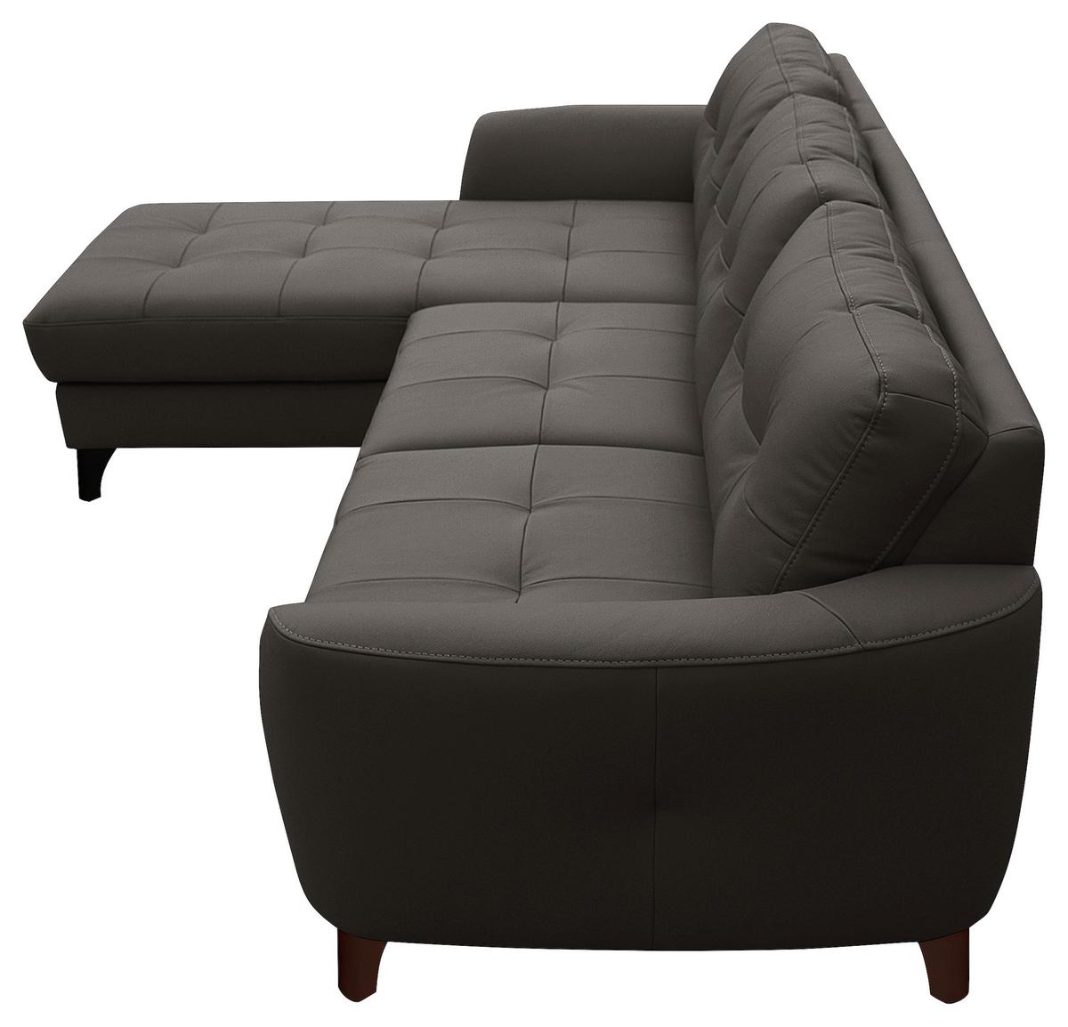 Ecksofa Nordic Dunkelbraun S: 168x238 cm - Dunkelbraun/Buchefarben, Design, Leder/Textil (168/238cm) - Livetastic