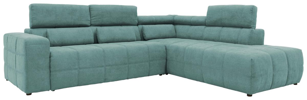 Ecksofa Brandon Kopfteile Verstellbar Mintgrün - Schwarz/Mintgrün, Design, Textil (275/228cm) - MID.YOU