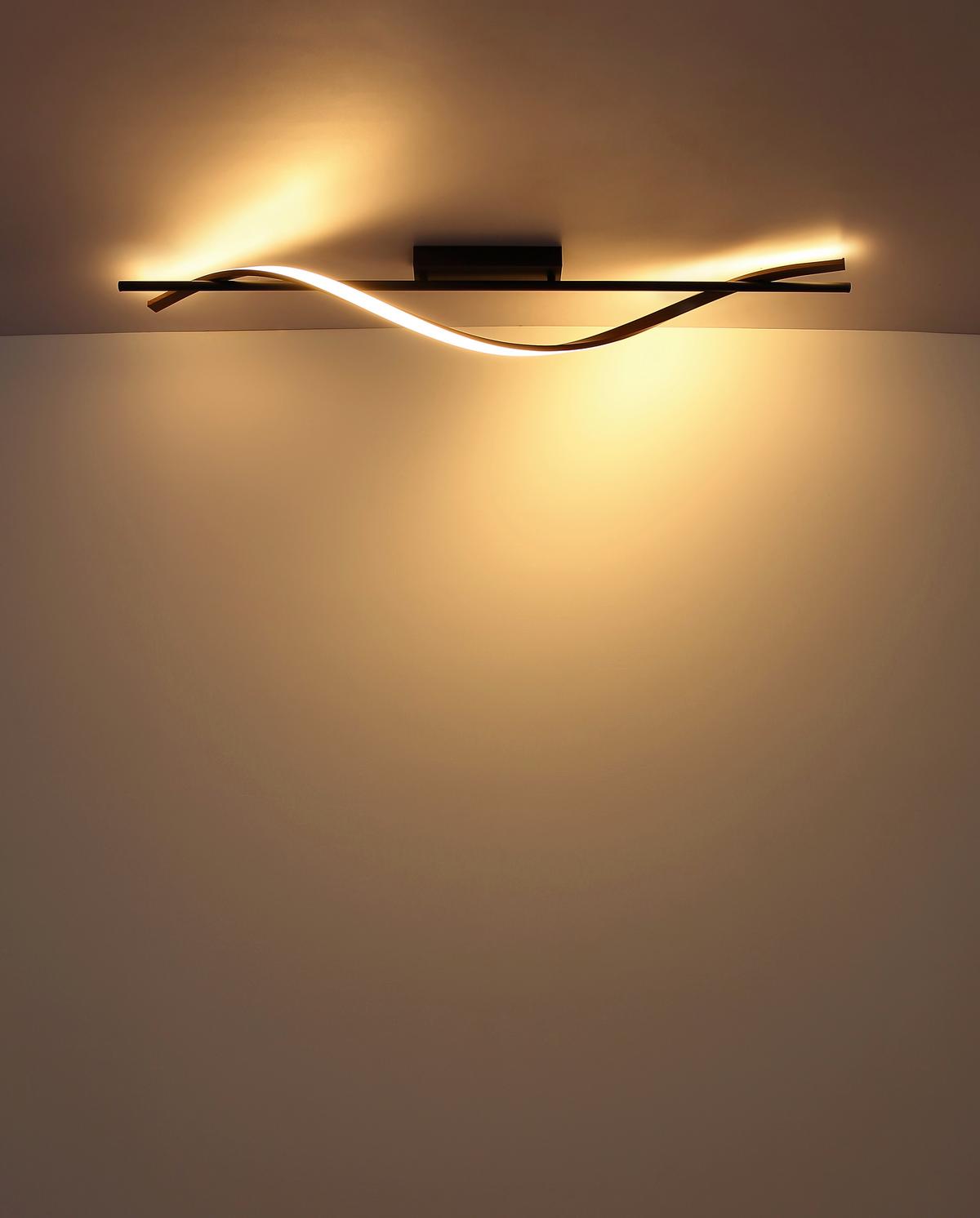 Led Mennyezeti Lámpa 67354d Watkins - barna/fekete, Design, műanyag/fém (115/14/17cm) - Globo