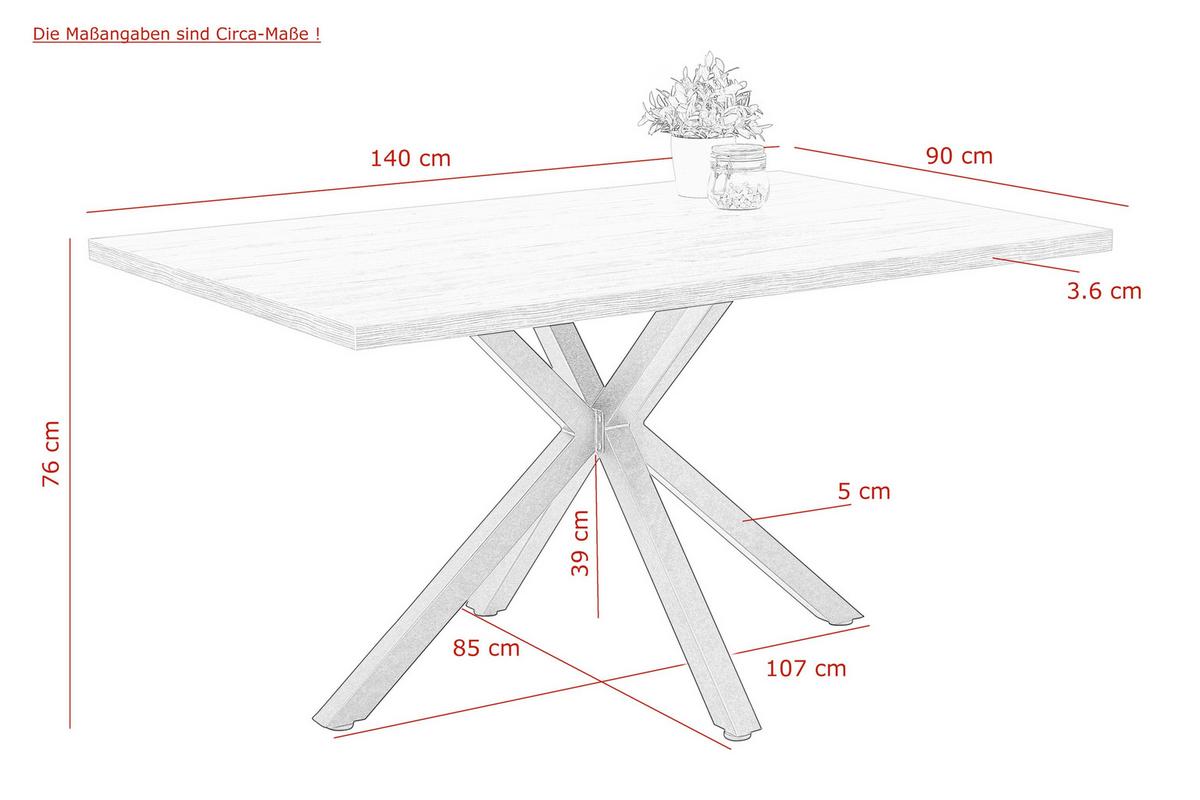 TISCHGRUPPE CLEO I G - Alteiche/Grau, MODERN, Holzwerkstoff/Textil (140/76/90cm) - P & B