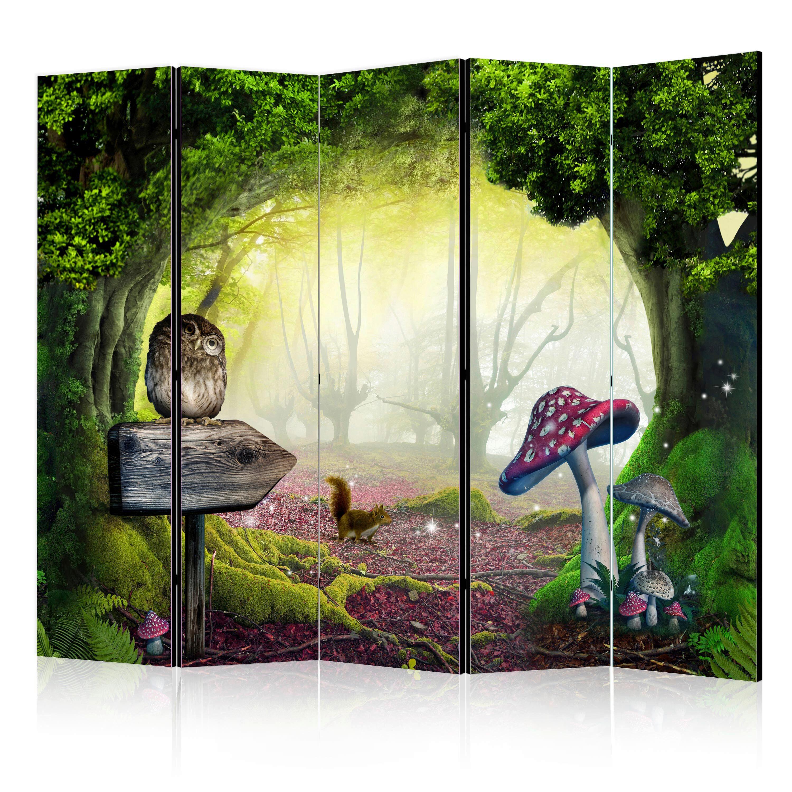 Paravent Hellgrün Waldgrün B: 225 cm - Waldgrün/Hellgrün, Basics, Holz/Textil (225/172/3cm) - artgeist